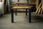 Industriedesign Eiche Tisch in vollmassiver Ausführung mit Stahlbeinen