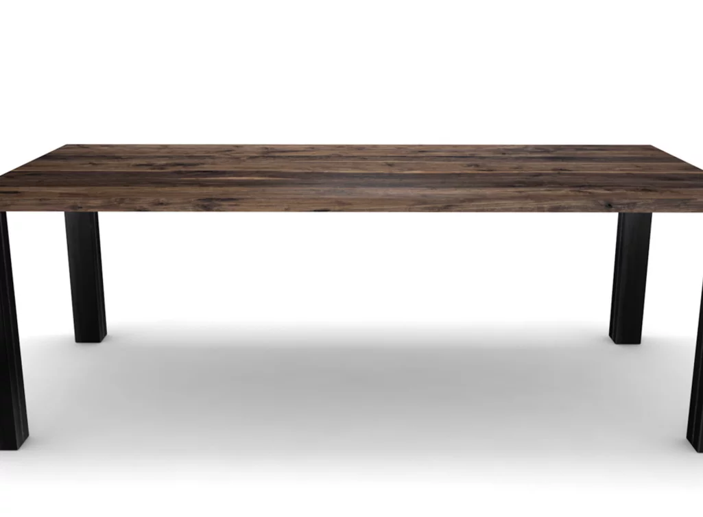 Massivholz Nussbaum Esstisch mit Stahl Tischbeinen