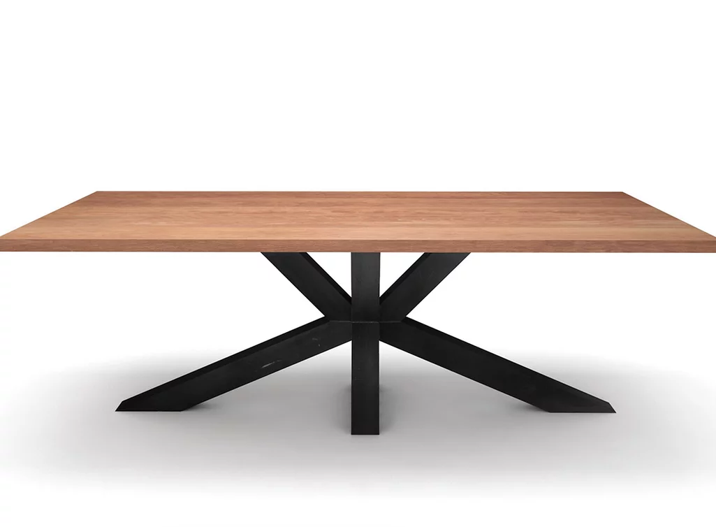 Massivholz Tisch Buche mit Stahlkreuz Mittelfuß Massivholz Tisch Buche mit Stahlkreuz Mittelfuß