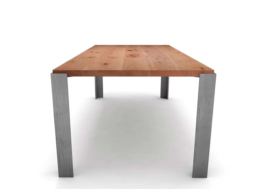 Buche massiv Esstisch mit Stahltischbeinen