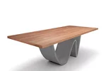 Esstisch Welle in Buche nach Maß Massivholztisch mit Stahl Tischgestell
