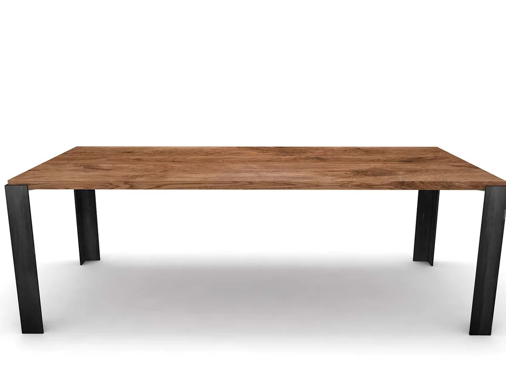 Eiche massiv Maßtisch mit Stahl Tischbeinen