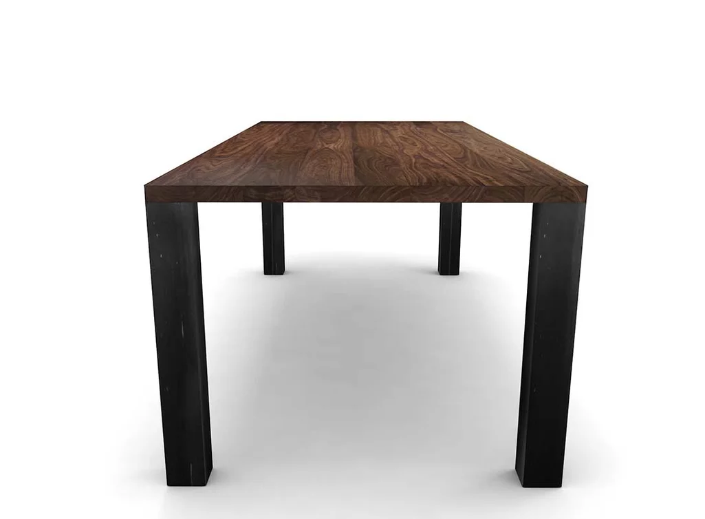 Nussbaumesstisch modern Beine aus Eisen Nussbaumesstisch modern Beine aus Eisen