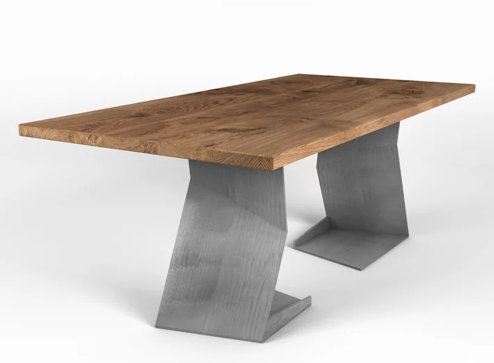 Design Esstisch aus Eiche 4 Zentimeter nach Maß mit Astanteil und design Tischbeinen