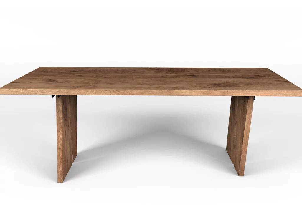 Esstisch komplett aus Eiche in der Seitenansicht Esstisch komplett aus Eiche in der Seitenansicht