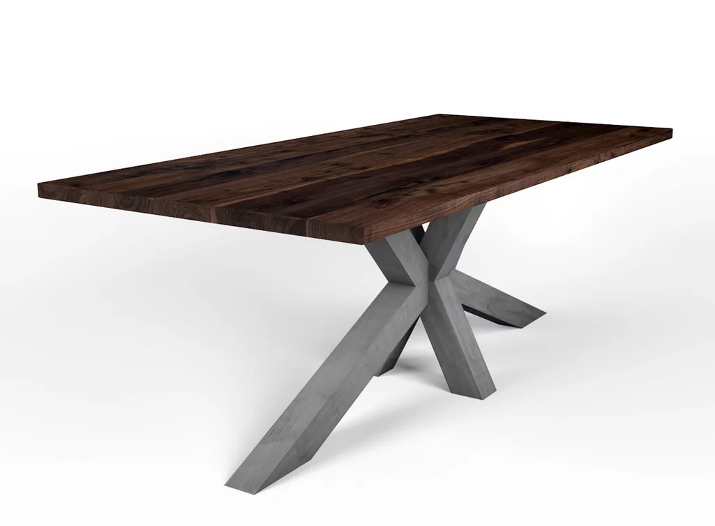 Esstisch Nussbaum Ast massiv mit einem Stahlgestell