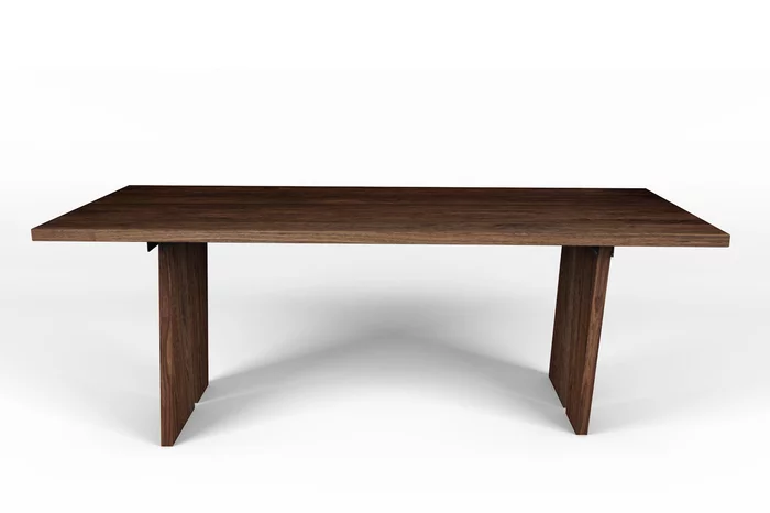 Moderner Nussbaum Holztisch massiv mit Tischwangen