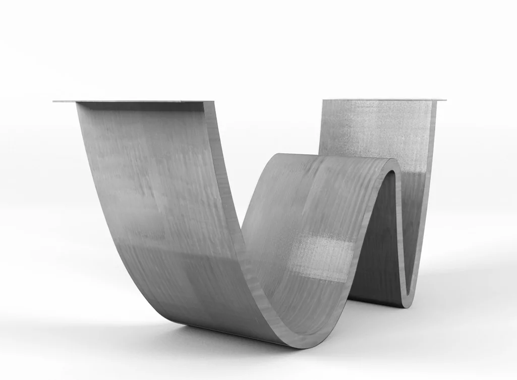 Tischgestell Wave Stahl in cooler Wellenform nach deinem Maß gefertigt