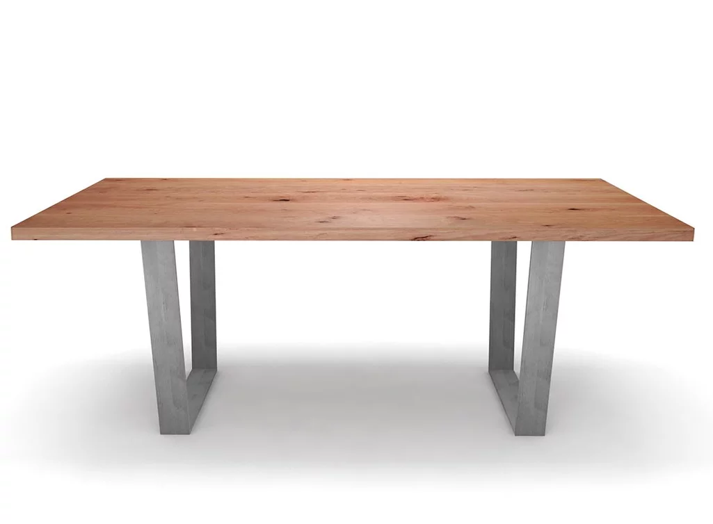 Massiver Buchetisch auf Maß mit Kufen aus Eisen