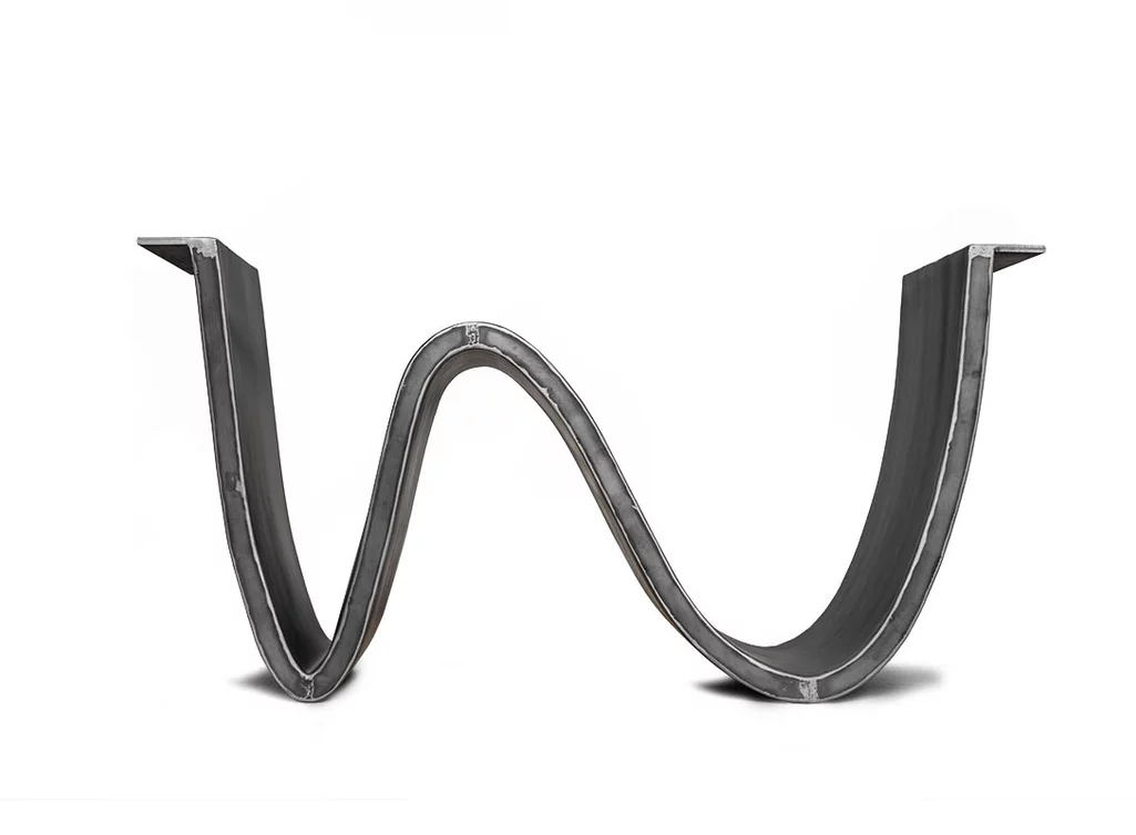 Tischgestell Wave Stahl auf Maß gefertigt abgebildet in Rohstahl