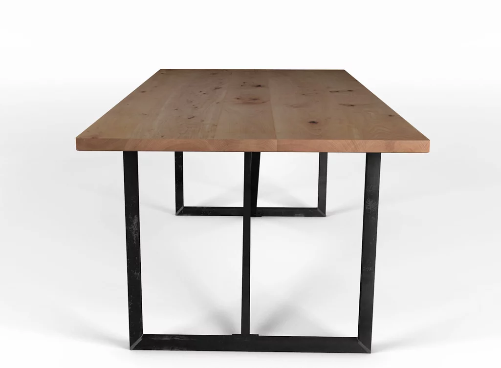 Moderner Stahlrahmen Tisch aus Buchenholz nach Maß