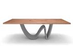 Moderner Buche Esstisch mit Wave Gestell in Stahl