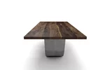 Nussbaumtisch nach Maß mit Stahl Tischgestell Wave