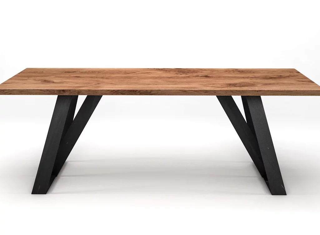 Eichentisch nach Maß mit Kufen aus Eisen