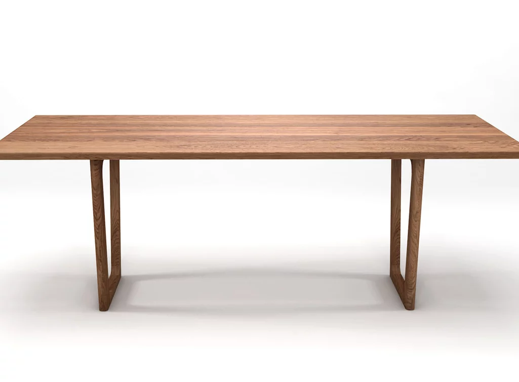 Eichenesstisch nach Maß mit Holzkufen Tischgestell