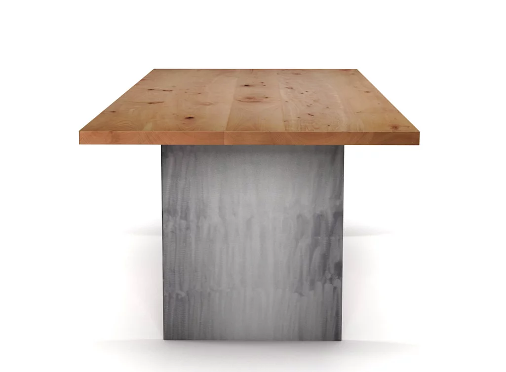 Stahlwangen Tisch aus Buche massiv