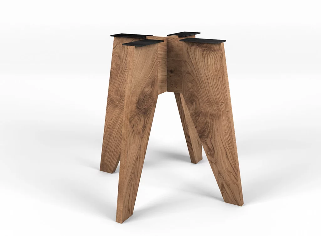 Massivholz Tischgestell in kantiger Form auf Maß gefertigt