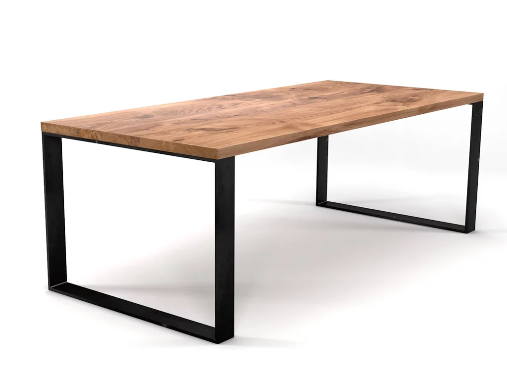 Esszimmertisch mit Stahlkufen Eiche massiv