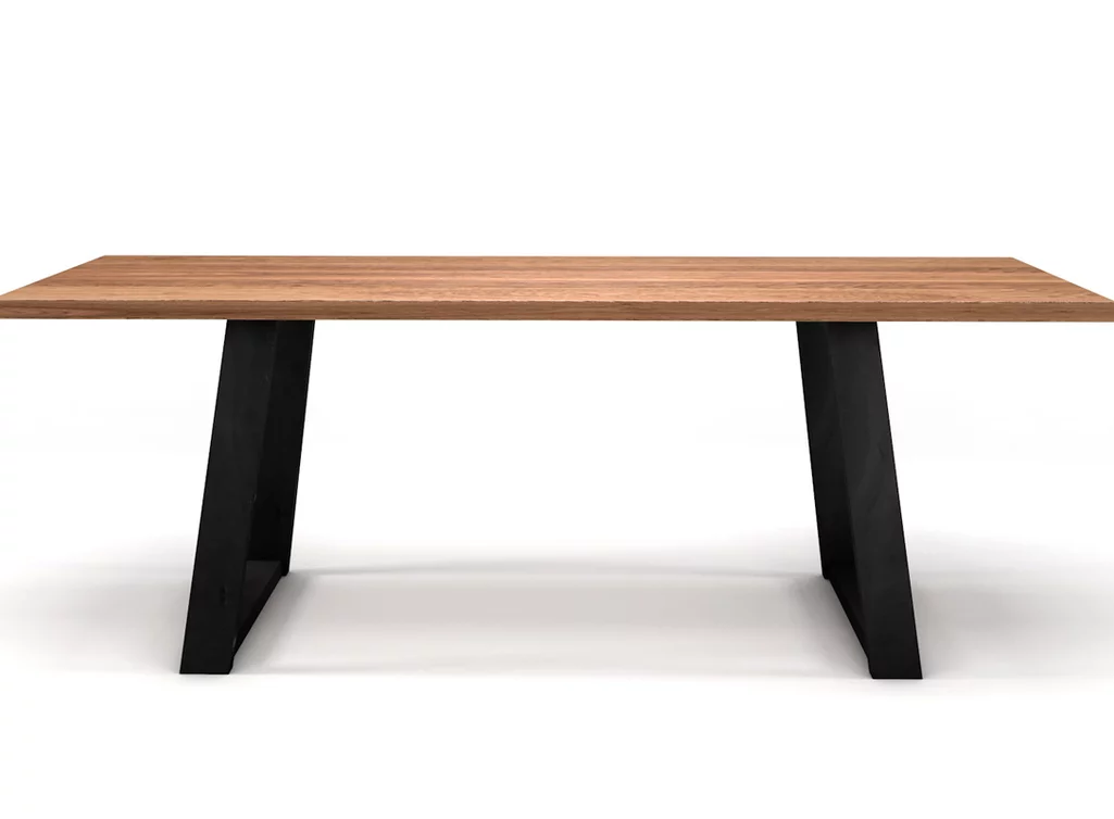 Eichentisch mit Kufen aus Eisen