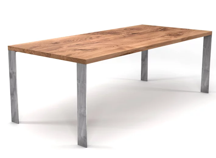 Esstisch Massivholz Eiche nach Maß mit Stahl Tischbeinen