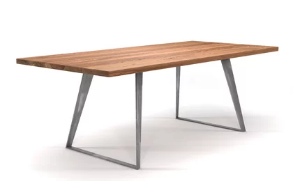 Design Esstisch Eiche nach Maß mit Stahlkufen Tischgestell Design Esstisch Eiche nach Maß mit Stahlkufen Tischgestell