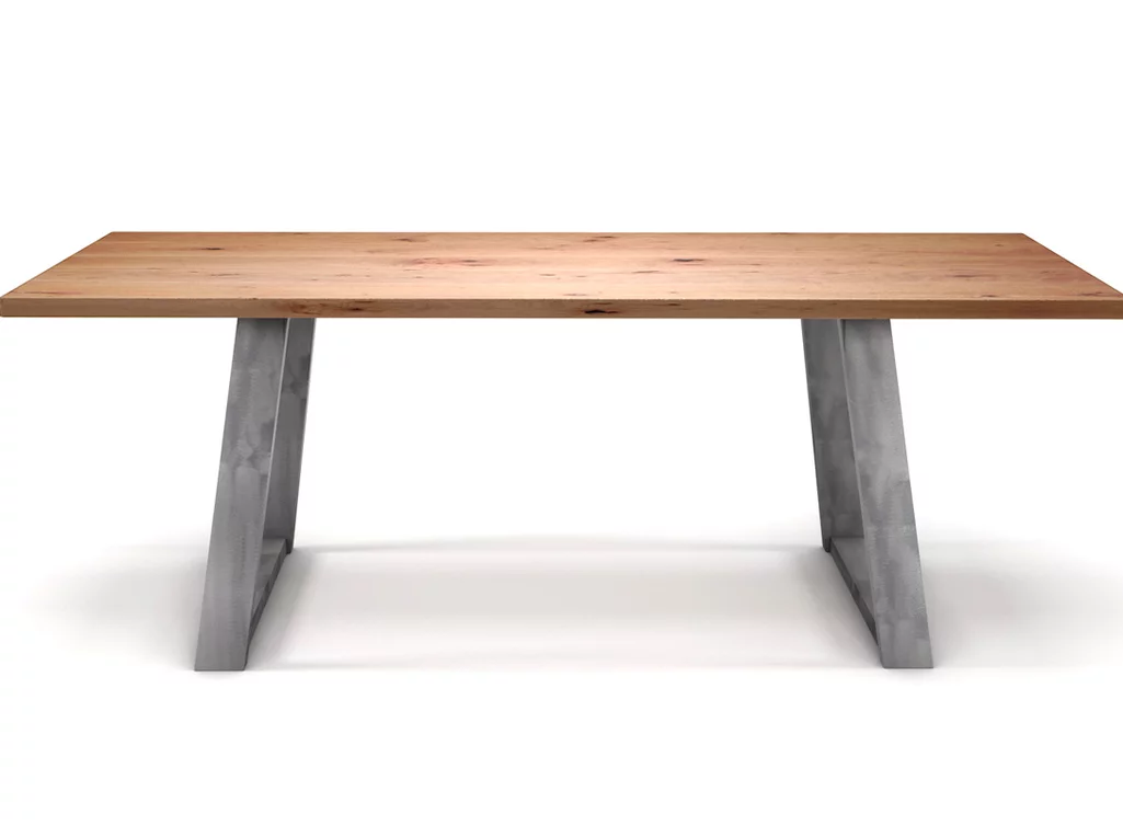 Buche Massivholzesstisch mit Stahlkufen Buche Massivholzesstisch mit Stahlkufen