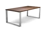 Nussbaum Tisch massiv nach Maß mit Stahl Tischkufen bündig