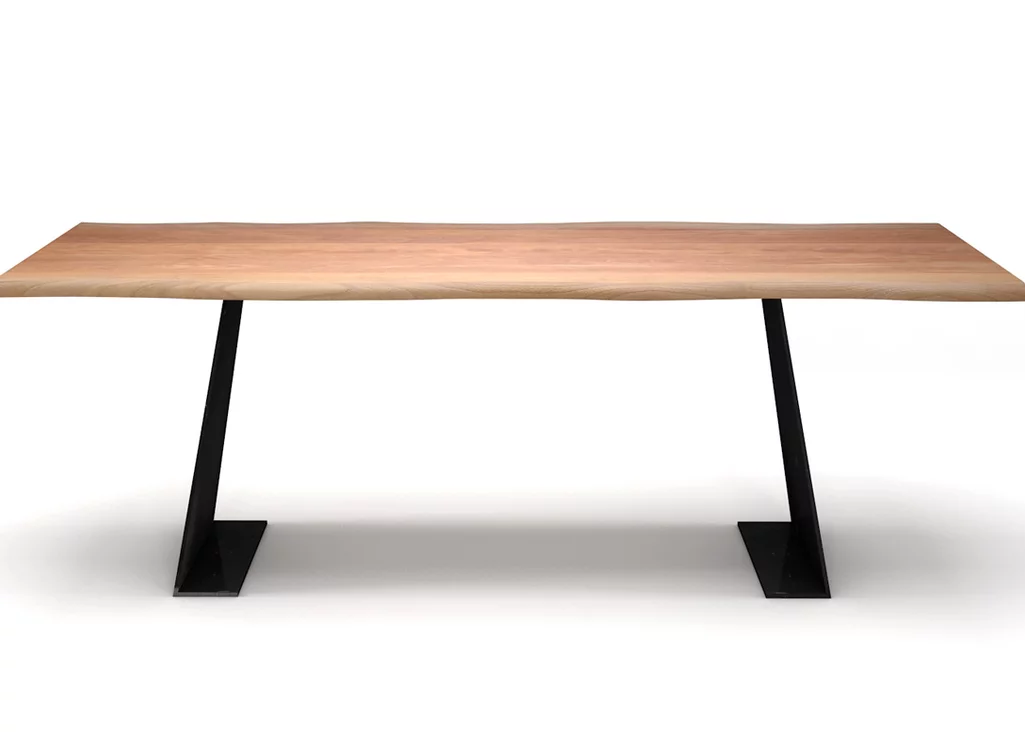 Buchetisch aus Holz und Stahl