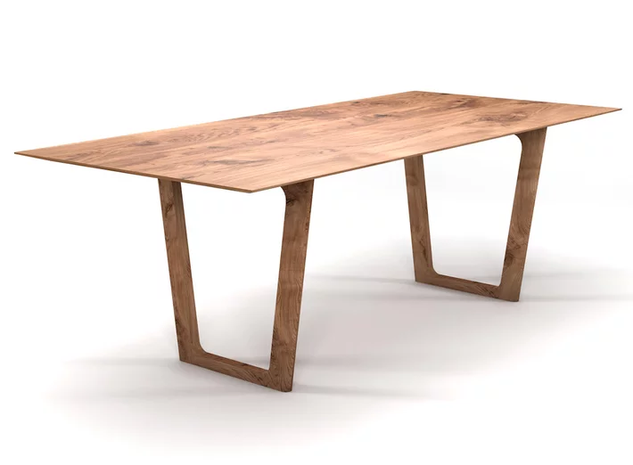 Esstisch Massivholz Eiche Facettenkante nach Maß mit Tischkufen aus Holz