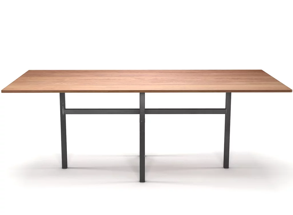 Vollmassiver Buchetisch mit Untergestell aus Stahl nach Maß gefertigt Vollmassiver Buchetisch mit Untergestell aus Stahl nach Maß gefertigt