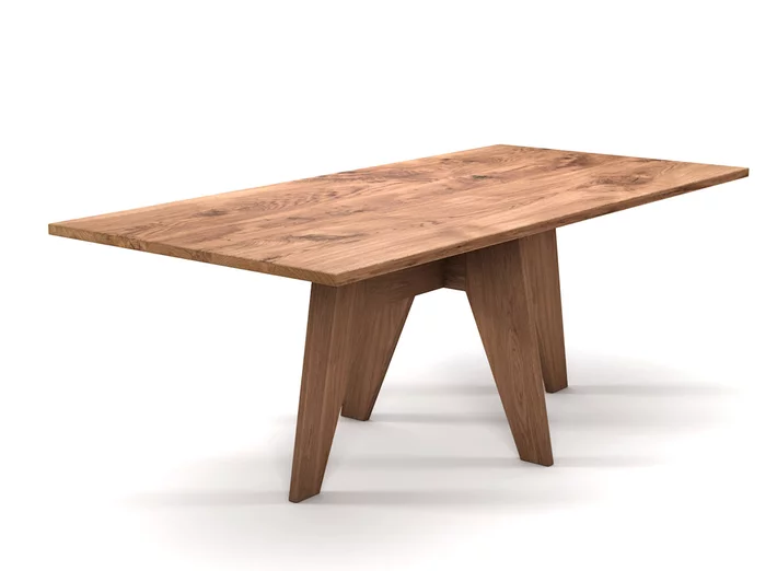 Holztisch mit Tischuntergestell aus charakterstarker Eiche
