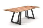 Baumkantenesstisch aus Eiche mit Stahl Tischkufen nach Maß gefertigt