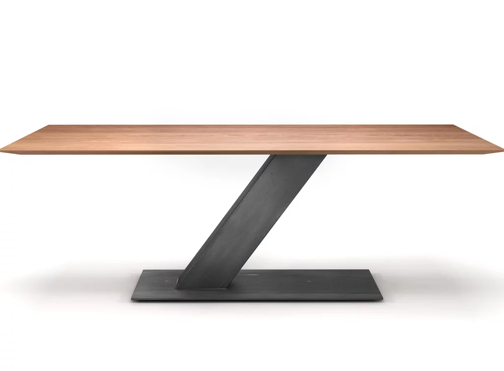 Buchetisch mit Mittelgestell aus Stahl als Mittelfuß nach Maß Buchetisch mit Mittelgestell aus Stahl als Mittelfuß nach Maß