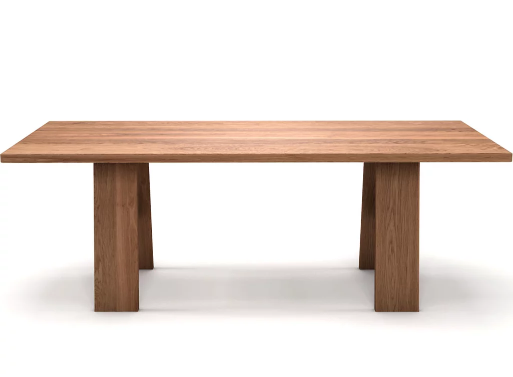 Holztisch aus massiver Eiche mit Vollholz Tischkufen Holztisch aus massiver Eiche mit Vollholz Tischkufen
