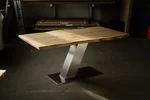 Eichenholz Tischplatte mit Ast- und Splintholzanteil Version mit Edelstahl Tischgestell