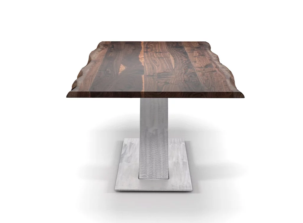 Tisch in Nussbaum und Stahl