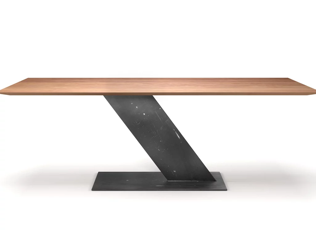 Z-Form Esstisch Buche mit Facettenkantein weitgehend astfreier Qualität