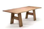 Baumkantentisch aus Buche mit Baumkanten und einem Vollholz Tischgestell