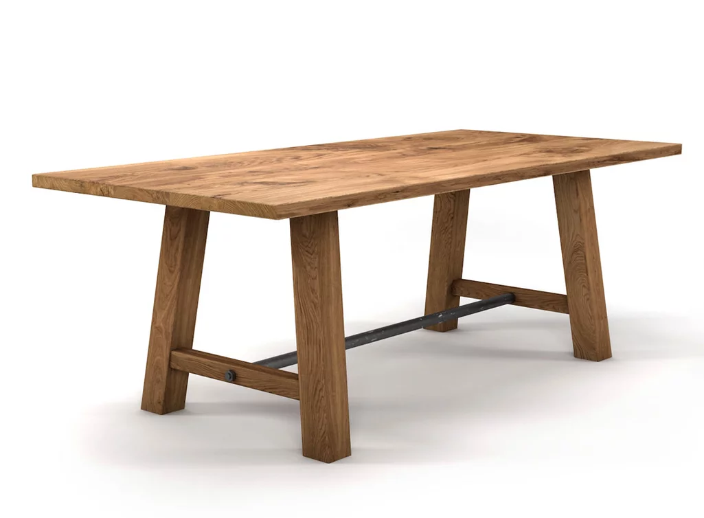 Massiver Esstisch Eiche auf Maß mit charaktervollem Astanteil