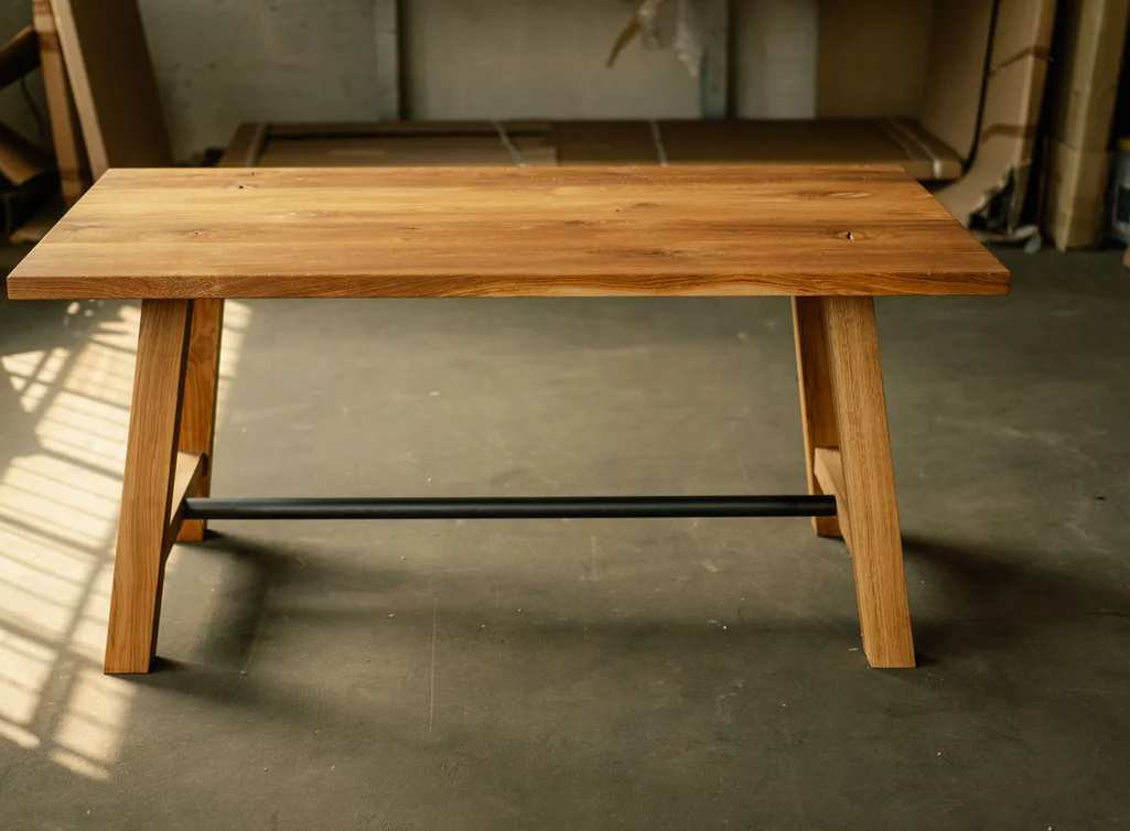 Massivholz Esstisch Eiche mit Tischbeinen Gestell selbsttragend