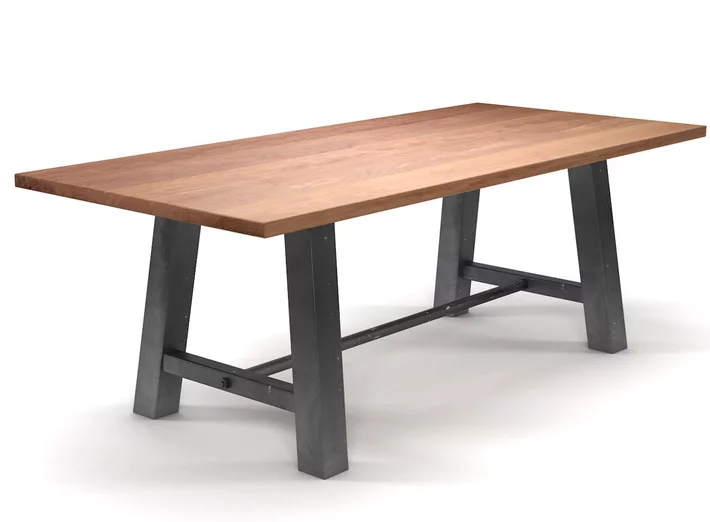 Echtholz Tisch aus Buche astfrei 4cm mit einem Stahl Tischgestell