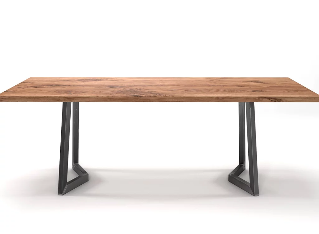 Eiche Esstisch massiv mit Kufen aus Stahl nach deinem Maß produziert