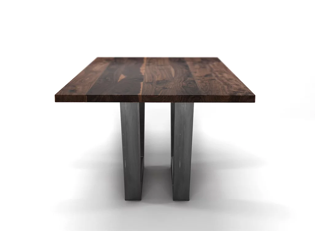 Masstisch Nussbaum massiv Industrial Design auf Maß gefertigt Masstisch Nussbaum massiv Industrial Design auf Maß gefertigt
