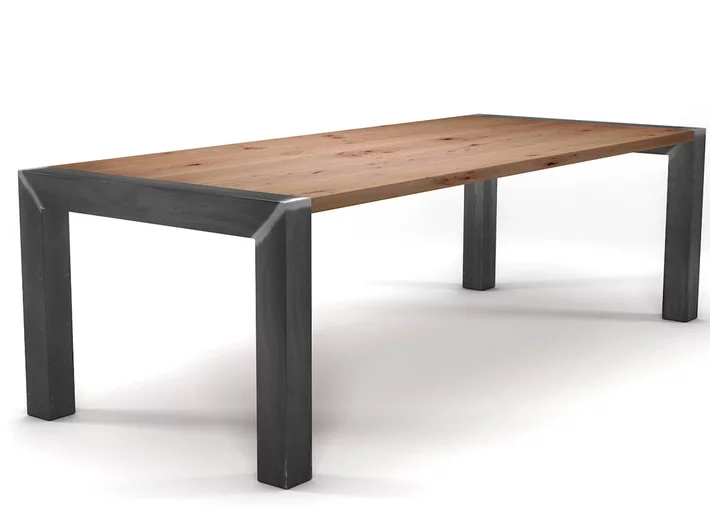 Holztisch Buche mit lebhaftem Astanteil und Stahl Beinen nach deinem Maß gefertigt.