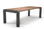 Holztisch Buche mit lebhaftem Astanteil und Stahl Beinen nach deinem Maß gefertigt.