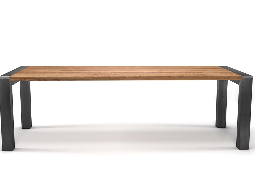 Eiche Tisch mit Stahl Tischbeinen im Industrielook auf Maß gefertigt.