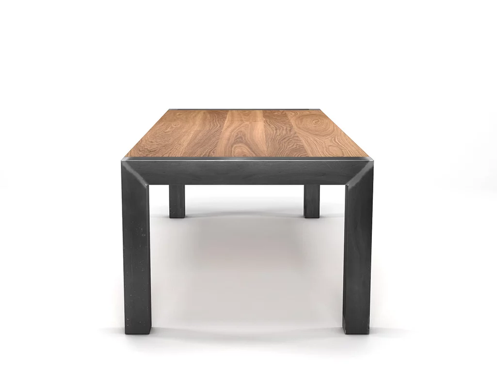 Industriedesign Tisch einfach selbst konfigurieren aus Massivholz und Stahl