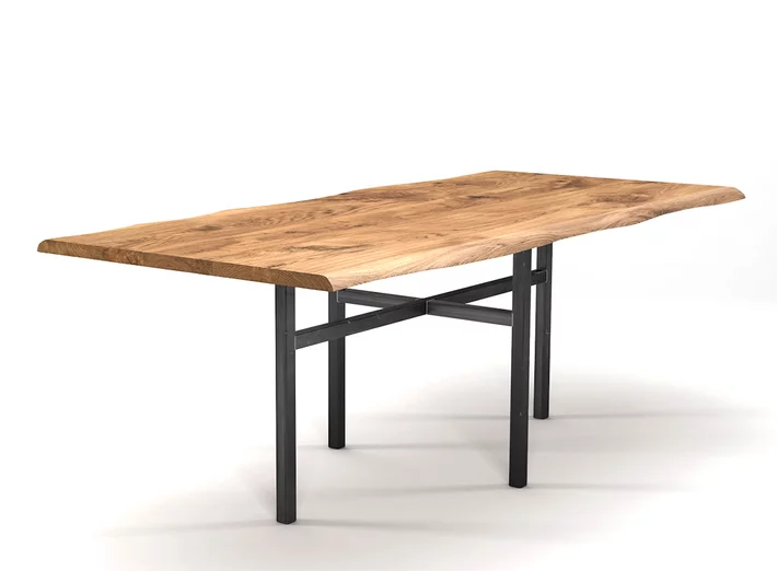 Baumkantentisch mit Rahmengestell Eiche 3cm mit Astanteil nach Maß