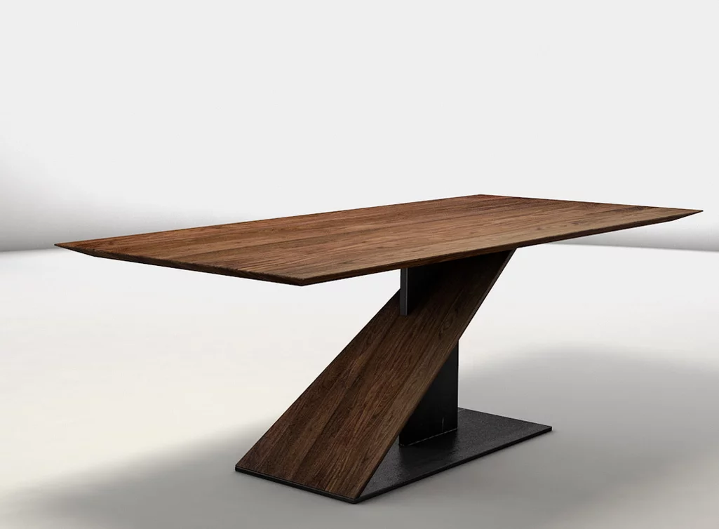 Nussbaum Esstisch nach Maß mit Schweizer Kante versehen Nussbaum Esstisch nach Maß mit Schweizer Kante versehen