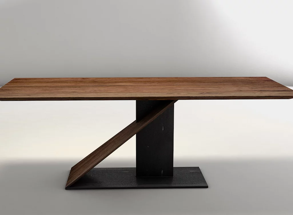 Massivholztisch Nussbaum mit einem holz und Stahl Mittelfuß Tischgestell Massivholztisch Nussbaum mit einem holz und Stahl Mittelfuß Tischgestell